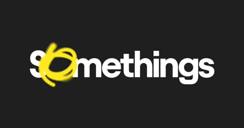 Somethings wordmark with its yellow graffiti loop